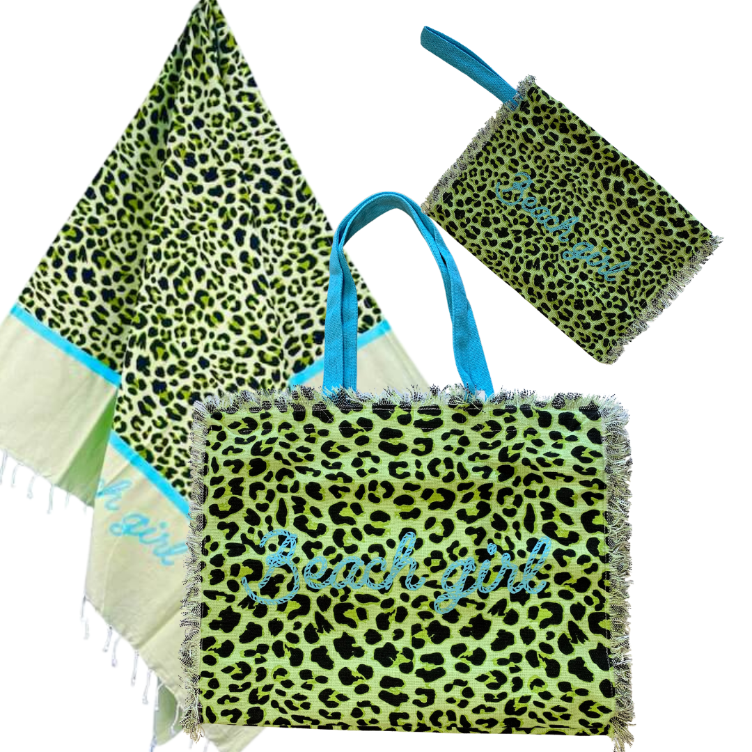 LEOPARD - beach bag, towel and toiletry bag set
