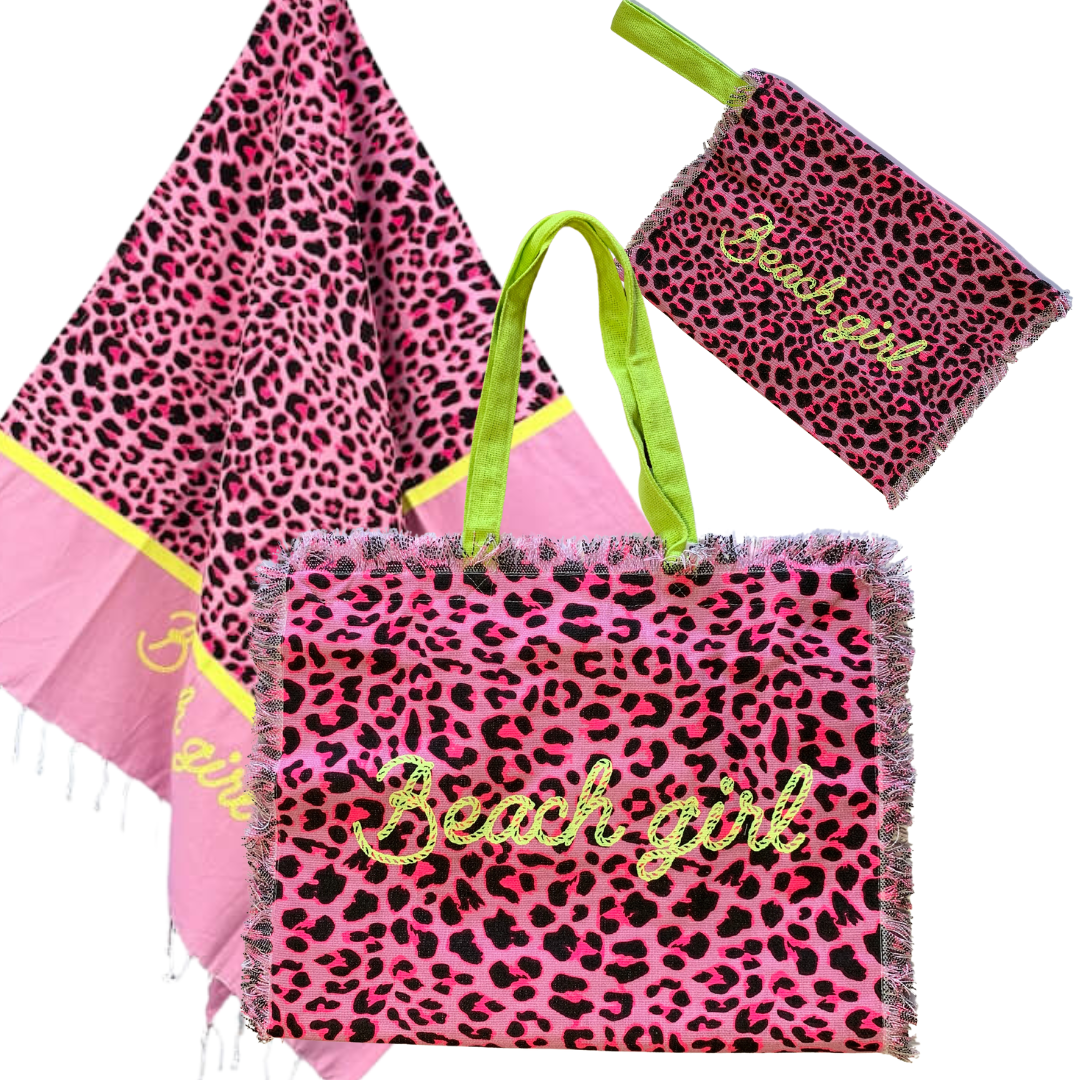 LEOPARD - beach bag, towel and toiletry bag set