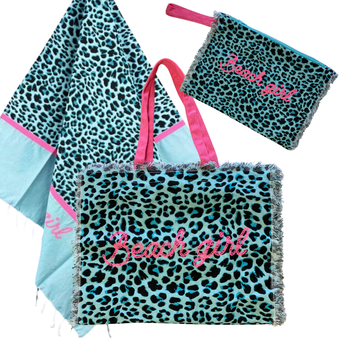 LEOPARD - beach bag, towel and toiletry bag set
