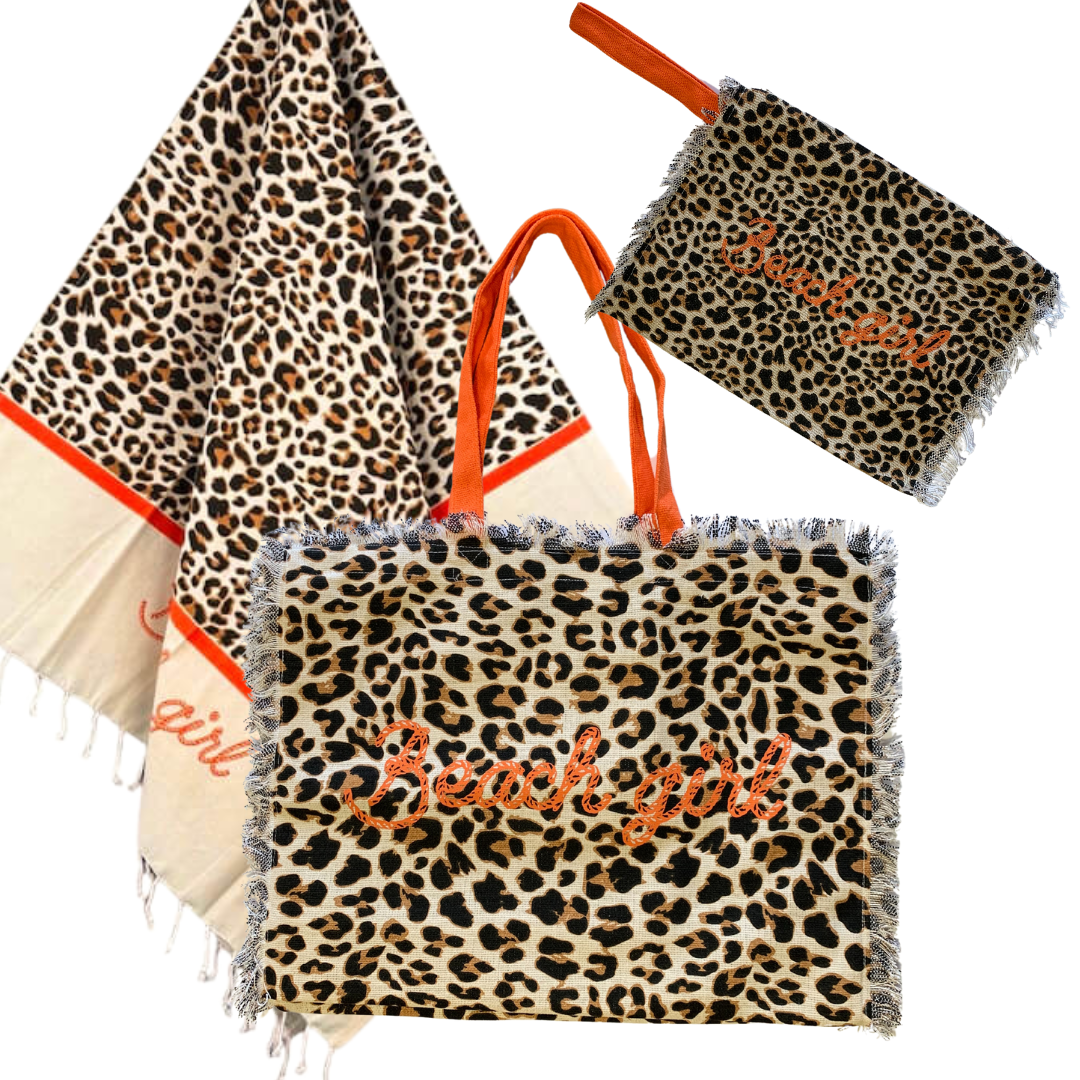 LEOPARD - beach bag, towel and toiletry bag set