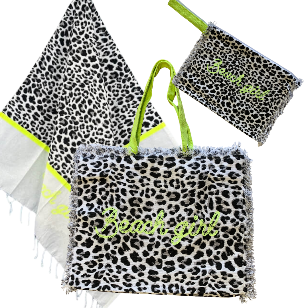 LEOPARD - beach bag, towel and toiletry bag set