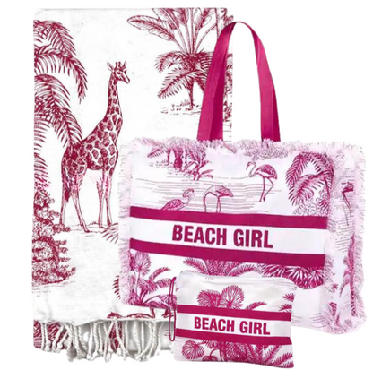 WILD set of beach bag, towel and toiletry bag 