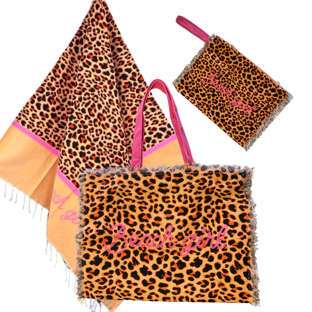 LEOPARD - beach bag, towel and toiletry bag set