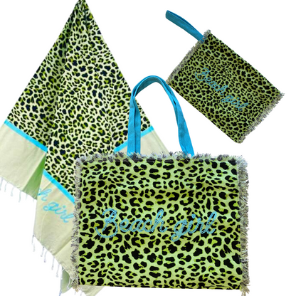LEOPARD - beach bag, towel and toiletry bag set