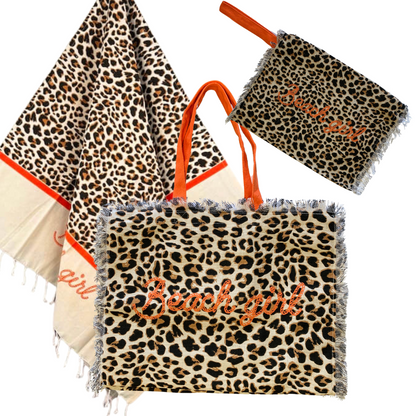 LEOPARD - beach bag, towel and toiletry bag set
