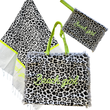 LEOPARD - beach bag, towel and toiletry bag set