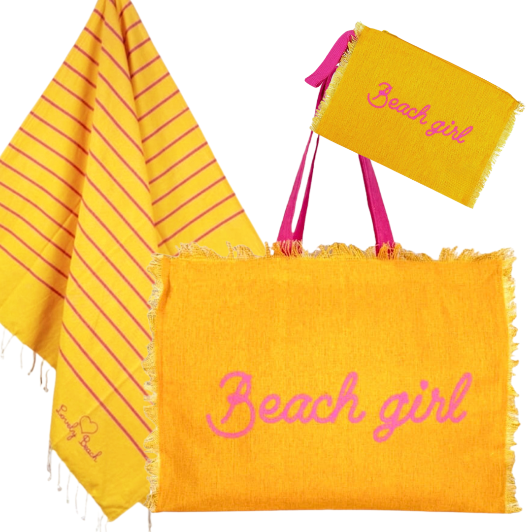 BEACH GIRL - beach bag, towel and toiletry bag set