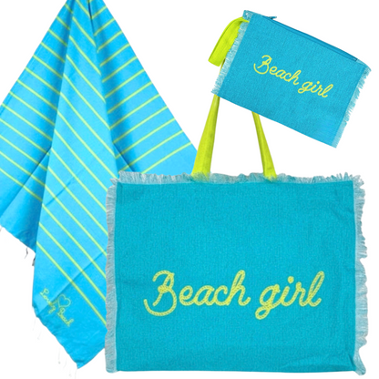 BEACH GIRL - beach bag, towel and toiletry bag set