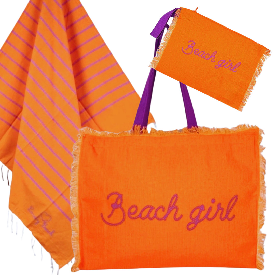 BEACH GIRL - beach bag, towel and toiletry bag set