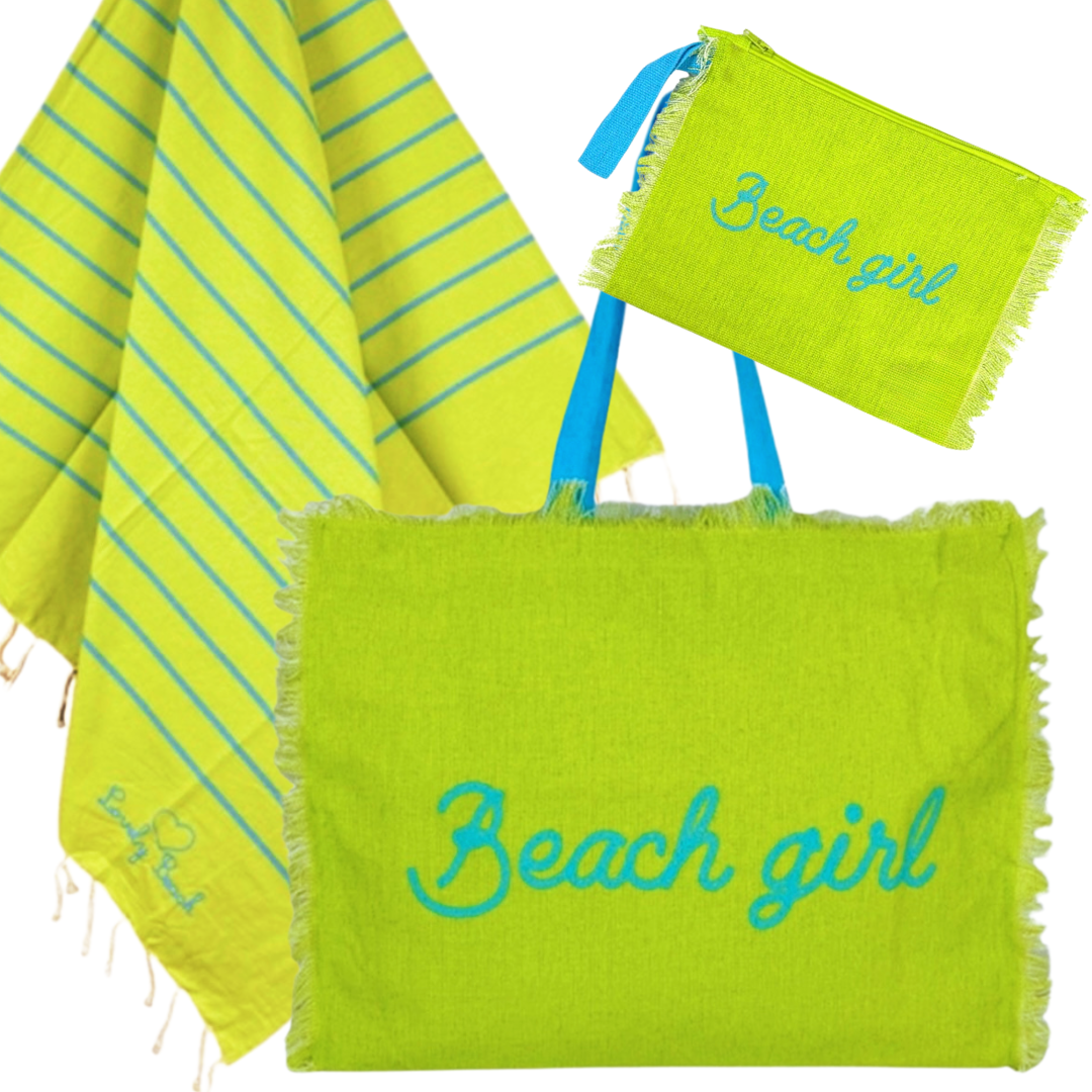 BEACH GIRL - beach bag, towel and toiletry bag set