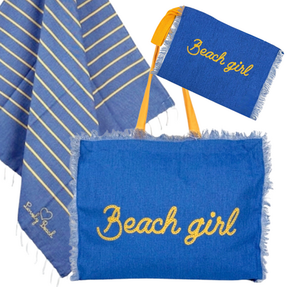 BEACH GIRL - beach bag, towel and toiletry bag set