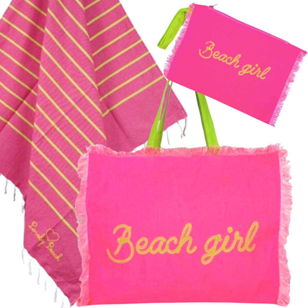 BEACH GIRL - beach bag, towel and toiletry bag set