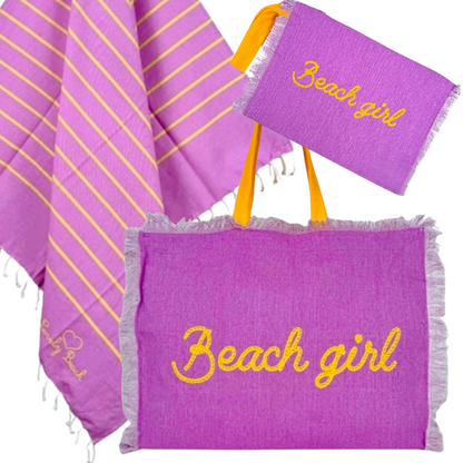 BEACH GIRL - beach bag, towel and toiletry bag set