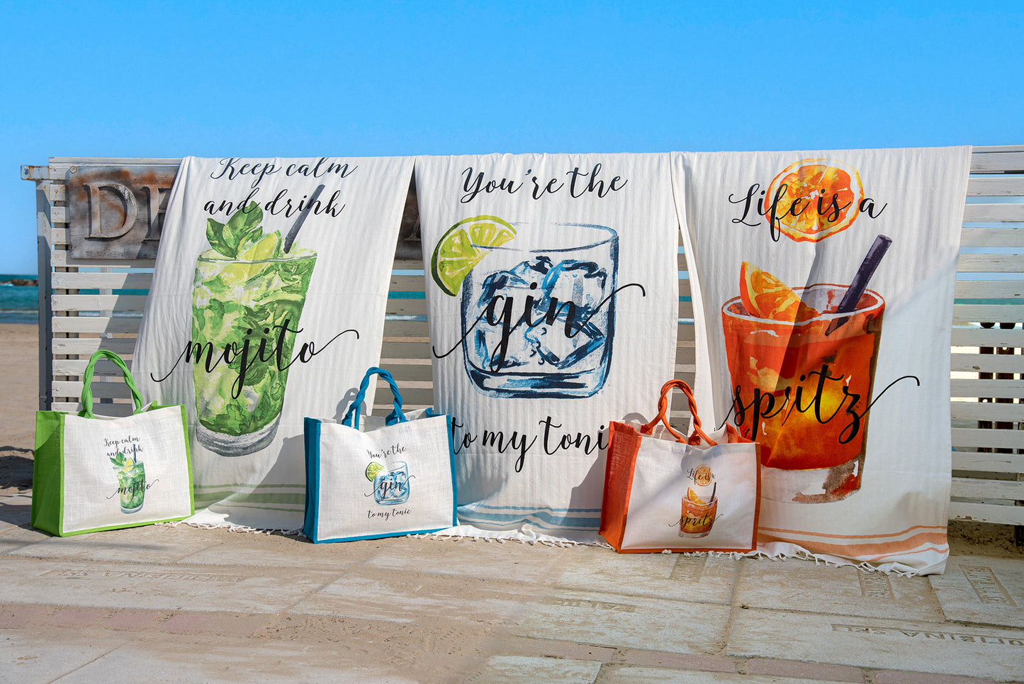 APERITIVO- beach bag and towel/beach towel set