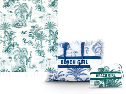WILD set of beach bag, towel and toiletry bag 