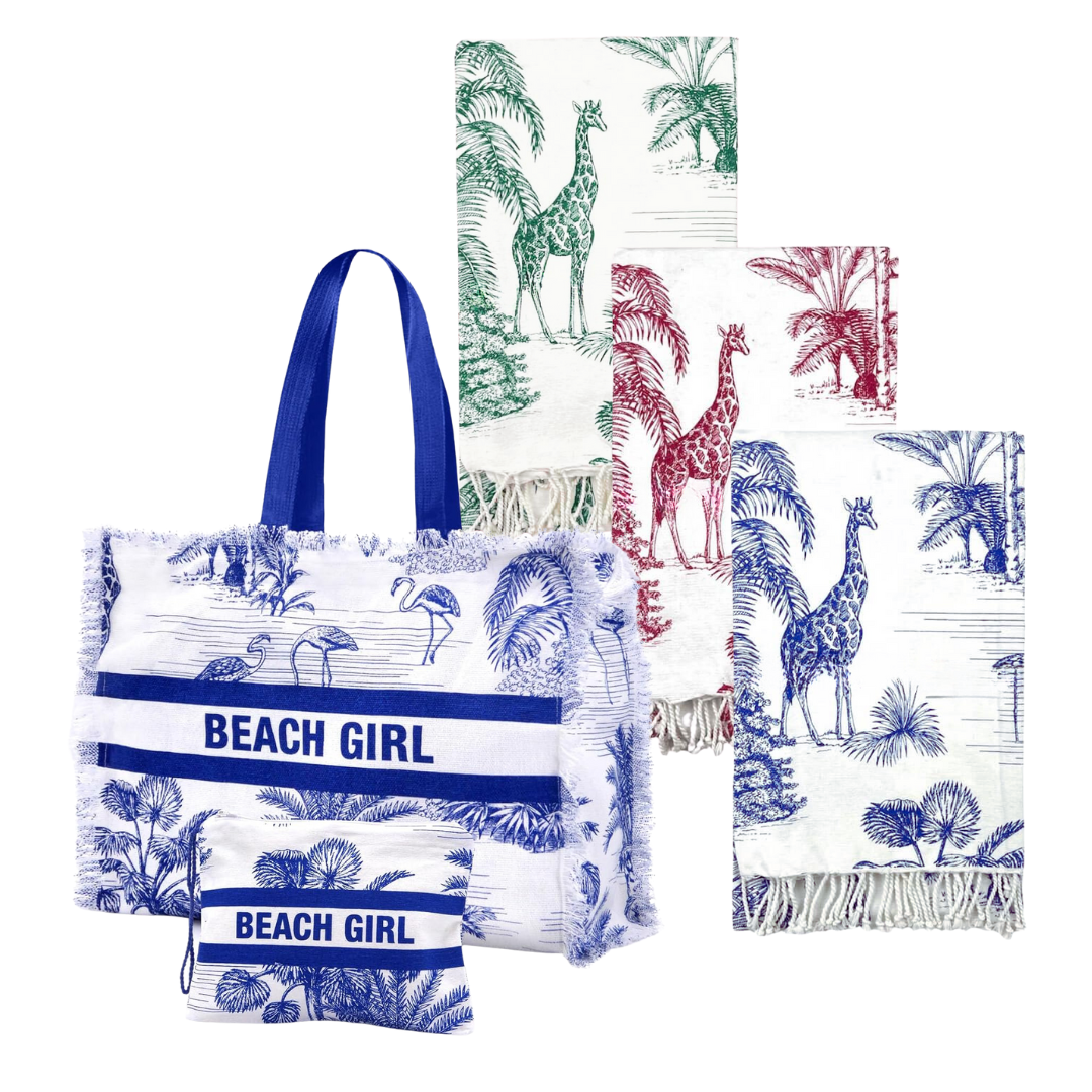 WILD set of beach bag, towel and toiletry bag 