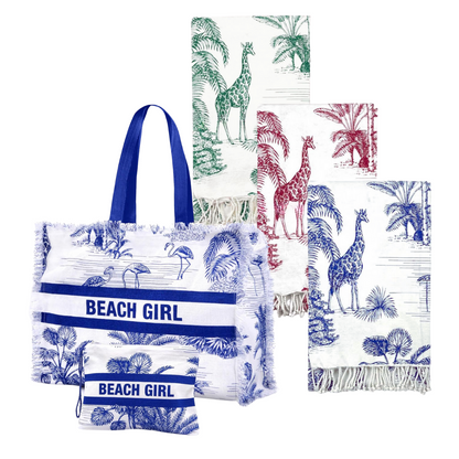 WILD set of beach bag, towel and toiletry bag 